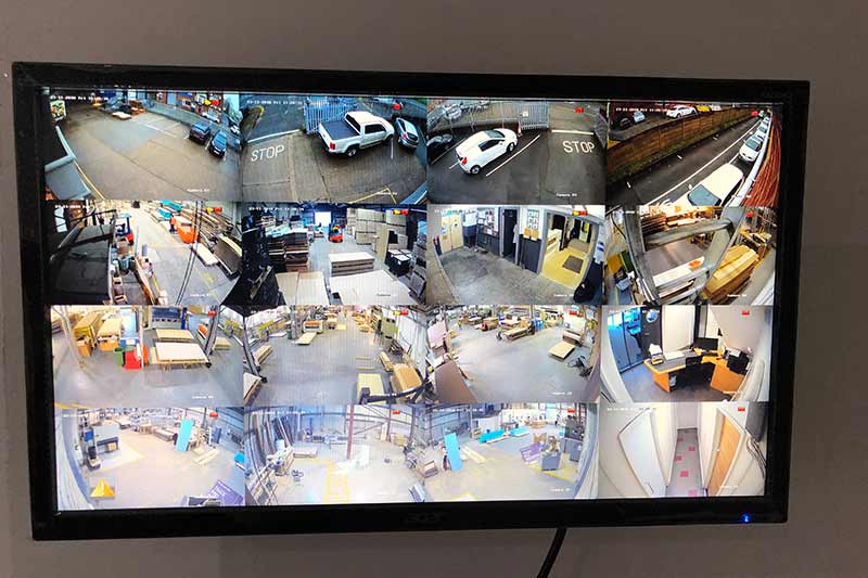Commercial CCTV Install - Spa World, Leeds factory - multiscreen CCTV
